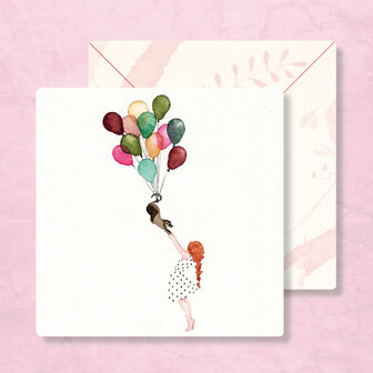 Enkele kaart: meisje ballonnen | Zintenz