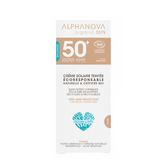 Getinte suncream SPF50 voor gezicht | Alphanova Sun