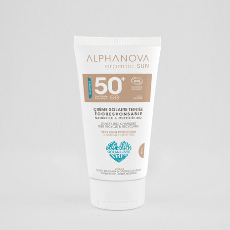 Getinte creme spf50 voor gevoelige huid | Alphanova sun