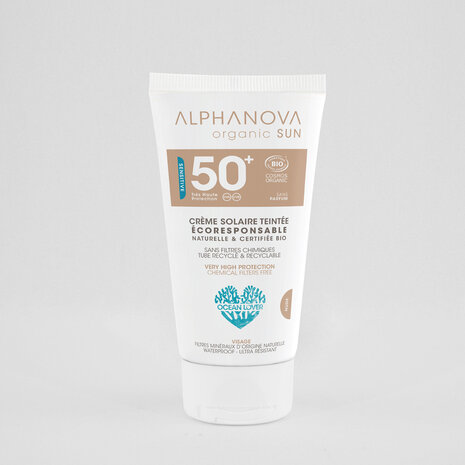 Getinte creme spf50 voor gevoelige huid | Alphanova sun
